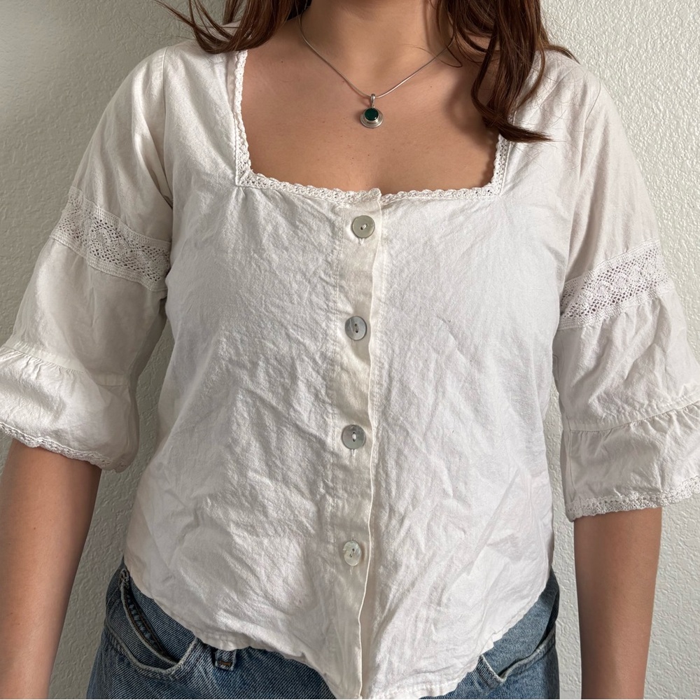 Women's White Button-Up Top